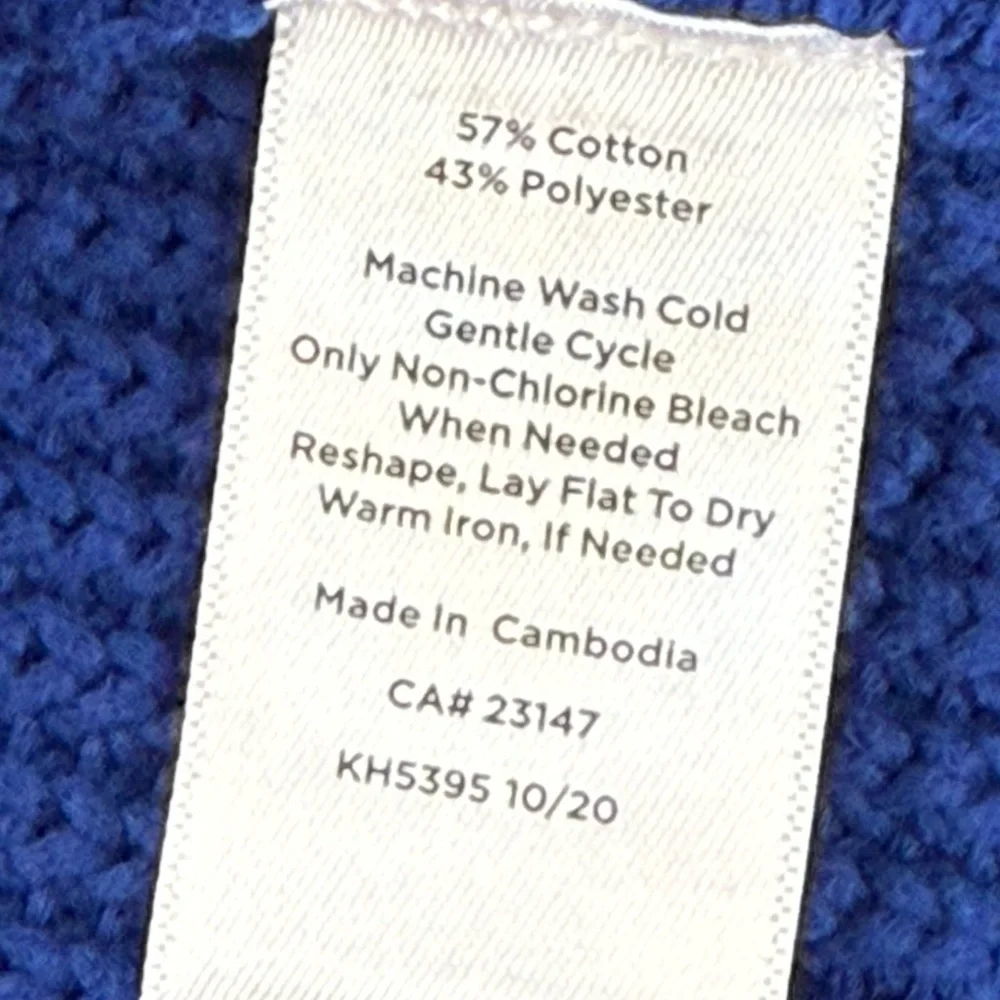 Talbots Women's Blue Sleeveless Turtleneck Sweater Tunic Top Size S Cotton Blend - Picture 10 of 10
